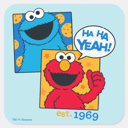 Cookie Monster Elmo Ha Ha Yeah Square Sticker