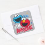 Cookie Monster Elmo Yeah Im Awesome Square Sticker