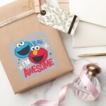 Cookie Monster Elmo Yeah Im Awesome Square Sticker