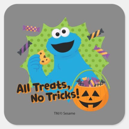 Cookie Monster All Treats No Tricks Square Sticker