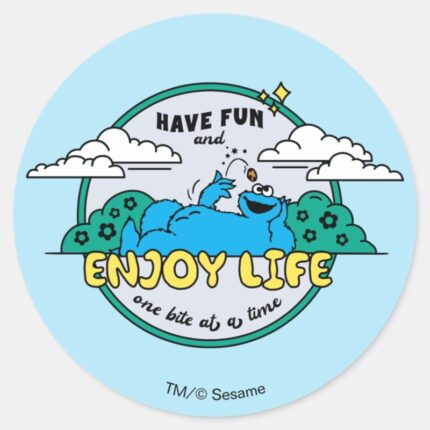 Cookie Monster Enjoy Life One Bite At A Time Classic Round Sticker
