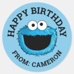 Cookie Monster Happy Birthday Gift Tag