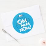 Cookie Monster Om Nom Nom Classic Round Sticker