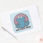 Cookie Monster Om Nom Nom Square Sticker