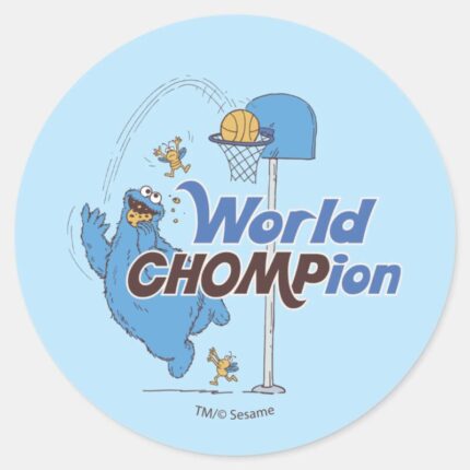 Cookie Monster Shooting Basketball Hoops Classic Round Sticker