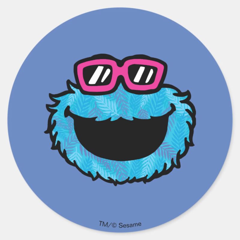 Cookie Monster Summer Vibes Classic Round Sticker Cookie Monster Summer Vibes Classic Round Sticker