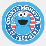 Cookie Monster For President Classic Round Sticker
