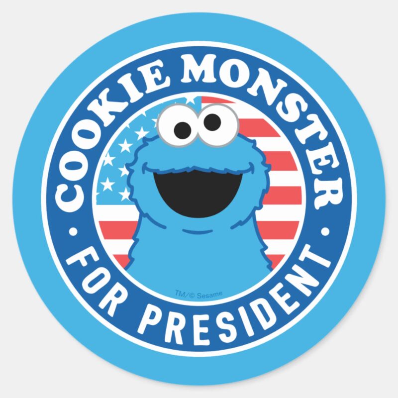 Cookie Monster For President Classic Round Sticker Cookie Monster For President Classic Round Sticker