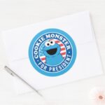 Cookie Monster For President Classic Round Sticker