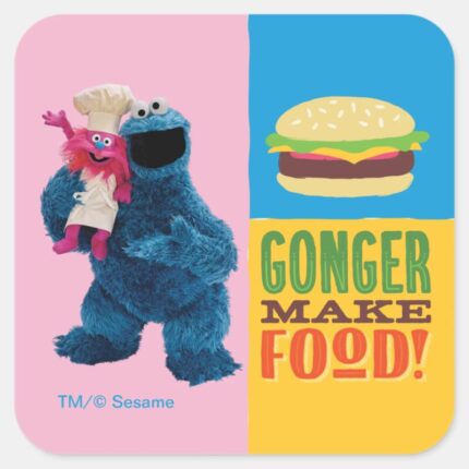 Cookie Monsters Foodie Truck Gonger Make Food Square Sticker