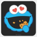 Cookie Smiling Face With Heart Shaped Eyes Square Sticker