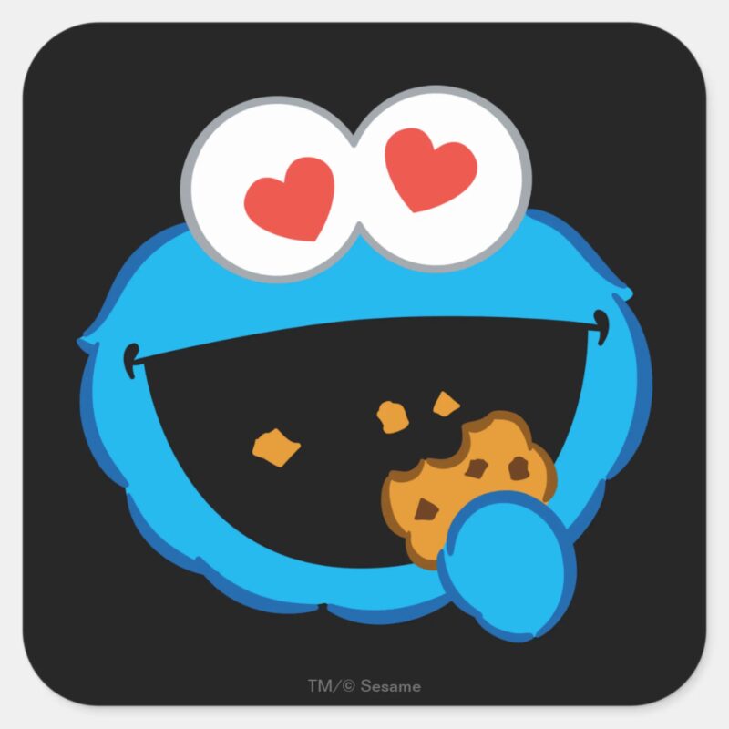 Cookie Smiling Face With Heart Shaped Eyes Square Sticker Cookie Smiling Face With Heart Shaped Eyes Square Sticker