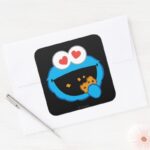 Cookie Smiling Face With Heart Shaped Eyes Square Sticker