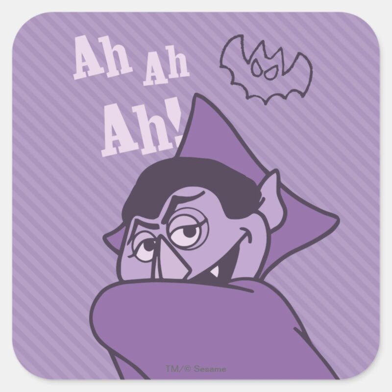 Count Von Count Ah Ah Ah Square Sticker Count Von Count Ah Ah Ah Square Sticker