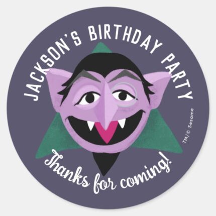 Count Von Count Face Birthday Party Classic Round Sticker