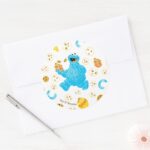 Crayon Cookie Monster Cookie Pattern Classic Round Sticker