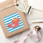Crayon Elmo Stripe Pattern Square Sticker