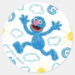 Crayon Grover Sunshine Pattern Classic Round Sticker