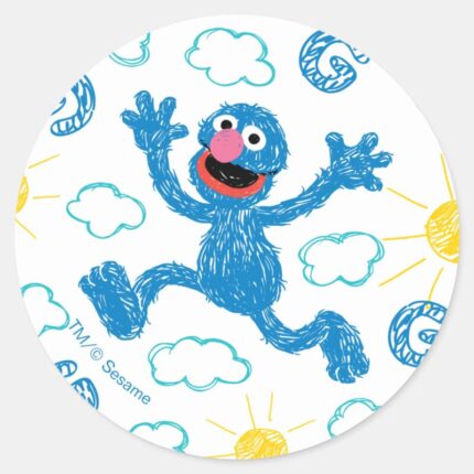 Crayon Grover Sunshine Pattern Classic Round Sticker