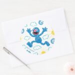Crayon Grover Sunshine Pattern Classic Round Sticker