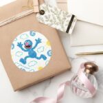 Crayon Grover Sunshine Pattern Classic Round Sticker