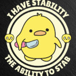 Cute Chick Duck With Knife Poster