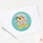DAFFY DUCK™ Surfing Gnarly Classic Round Sticker