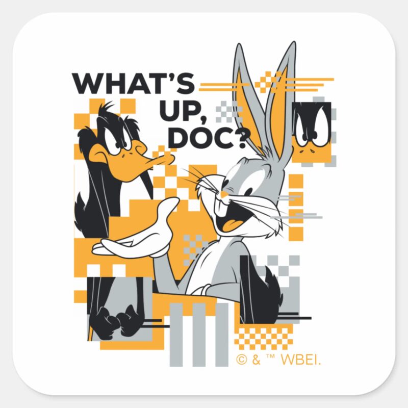 DAFFY DUCK™ BUGS BUNNY™ Glitch Square Sticker DAFFY DUCK™ BUGS BUNNY™ Glitch Square Sticker