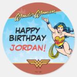 DC Comics Wonder Woman Birthday Classic Round Sticker