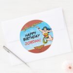 DC Comics Wonder Woman Birthday Classic Round Sticker