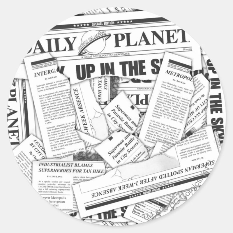 Daily Planet Pattern White Classic Round Sticker