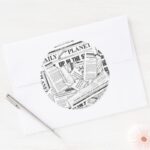 Daily Planet Pattern White Classic Round Sticker