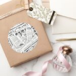 Daily Planet Pattern White Classic Round Sticker