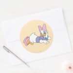 Daisy Duck Laying Down Classic Round Sticker