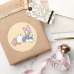 Daisy Duck Laying Down Classic Round Sticker