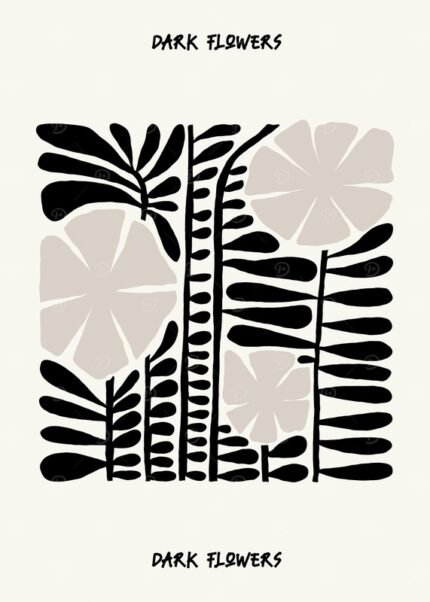 Dark Flowers Abstract Art Poster