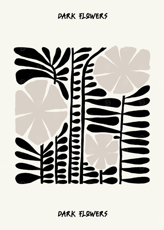 Dark Flowers Abstract Art Poster