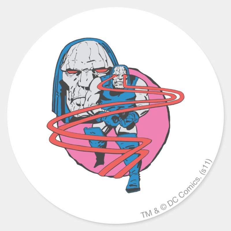 Darkseid Shoots Omega Beams Classic Round Sticker Darkseid Shoots Omega Beams Classic Round Sticker