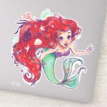 Decorated Hair Princess Ariel Watercolor Sticker