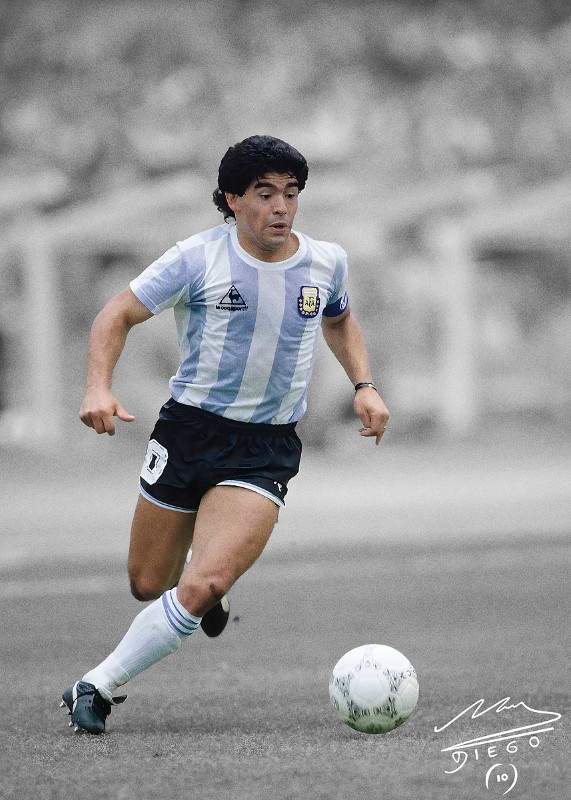 Diego Maradona Football Poster