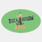 Disintegrated DAFFY DUCK™ Duck Season Oval Sticker