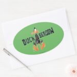Disintegrated DAFFY DUCK™ Duck Season Oval Sticker