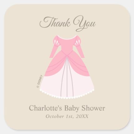 Disney Aurora Dress Girl Baby Show Thank You Square Sticker