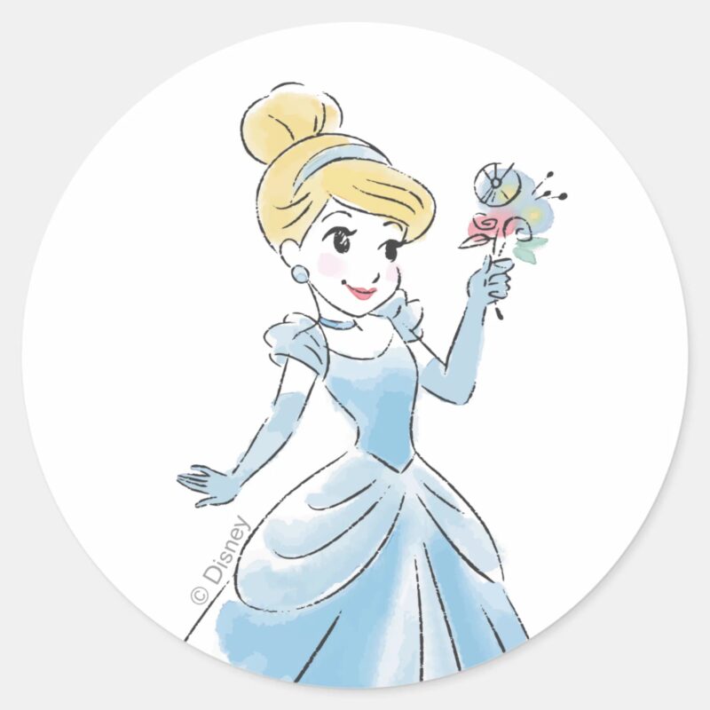 Disney Cinderella Watercolor Classic Round Sticker