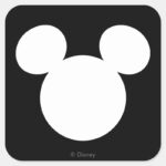 Disney Logo Mickey Mouse Silhouette Square Sticker
