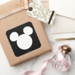 Disney Logo Mickey Mouse Silhouette Square Sticker