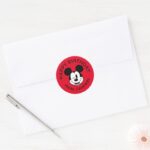 Disney Mickey Mouse Winking Face Happy Birthday Classic Round Sticker