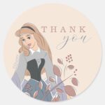 Disney Princess Aurora Floral Birthday Classic Round Sticker