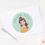 Disney Princess Belle L Girls Birthday Classic Round Sticker