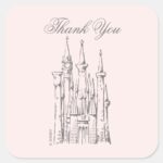 Disney Princess Castle Baby Shower Thank You Square Sticker